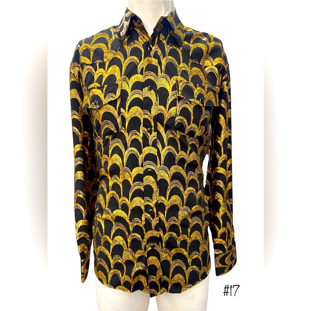 Men’s Western Snap Button gold ring shirt